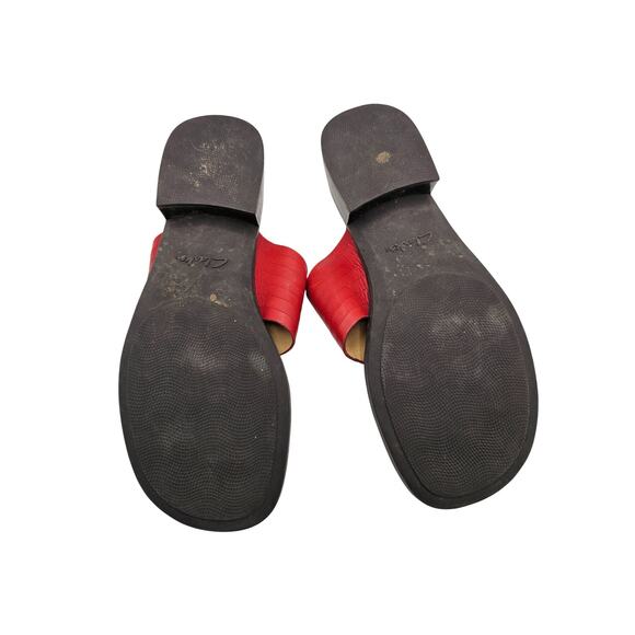 CLARKS Red Bendables Women's slides wedge leather Sandals 9.5M Office Casual - Picture 5 of 7